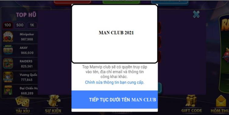 Đăng ký tài khoản Manclub bằng Facebook Đăng ký tài khoản Manclub bằng Facebook